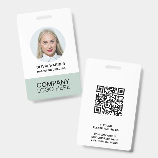 Aangepaste ID Werknemersfoto QR CODE LOGO SAGE GRE Badge (Voor- en achterkant)