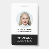 Aangepaste ID Werknemersfoto QR CODE LOGO ZWART Badge (Voorzijde)