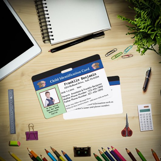 Aangepaste identiteitskaart met foto van kind badge