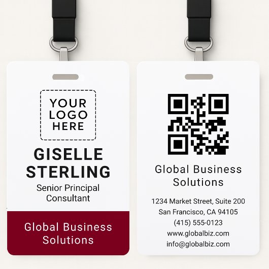 Aangepaste identiteitskaart QR-code Zakelijke naam Badge