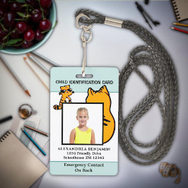 Aangepaste identiteitskaart voor kinderen met foto badge
