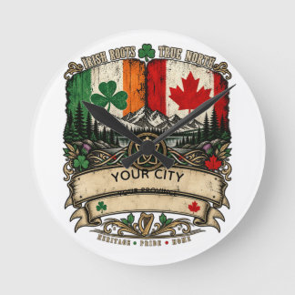 Aangepaste Ierse Canadese Vlag Stad Provincie Erfg Ronde Klok