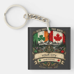 Aangepaste Ierse Canadese Vlag Stad Provincie Erfg Sleutelhanger