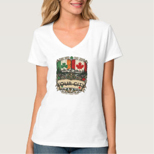 Aangepaste Ierse Canadese Vlag Stad Provincie Erfg T-shirt