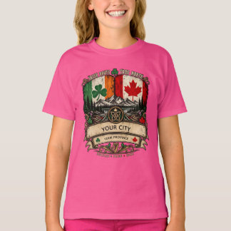 Aangepaste Ierse Canadese Vlag Stad Provincie Erfg T-shirt