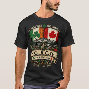 Aangepaste Ierse Canadese Vlag Stad Provincie Erfg T-shirt