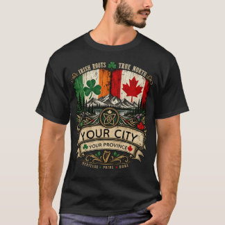 Aangepaste Ierse Canadese Vlag Stad Provincie Erfg T-shirt