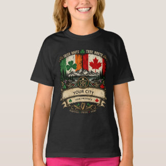 Aangepaste Ierse Canadese Vlag Stad Provincie Erfg T-shirt
