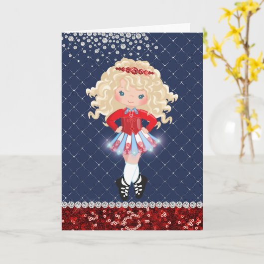 Aangepaste Ierse dansdag voor blond meisje Kaart (Gele Bloem)