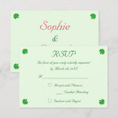 Aangepaste Ierse Groene Shamrock Klaver Bruiloft R RSVP Kaartje (Voorkant / Achterkant)