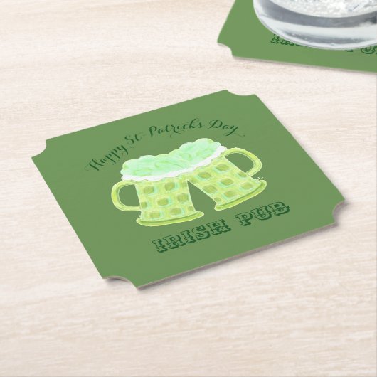 Aangepaste Ierse onderzetters met groene bier (Gekanteld)