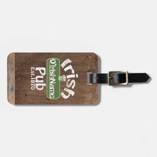 Aangepaste Ierse Pub Old Keg Effect Sign Bagagelabel (Voorkant horizontaal)