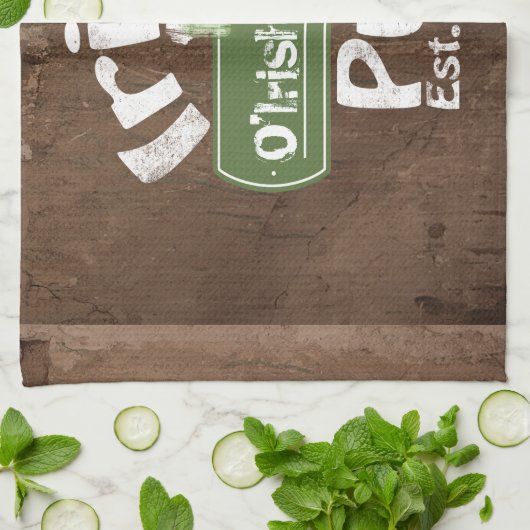 Aangepaste Ierse Pub Old Keg Effect Sign Theedoek (Gevouwen)