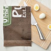 Aangepaste Ierse Pub Old Keg Effect Sign Theedoek (Quarter Fold)