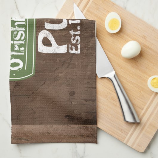 Aangepaste Ierse Pub Old Keg Effect Sign Theedoek (Quarter Fold)