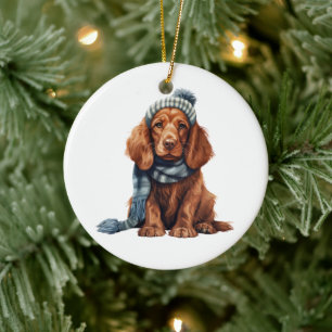 Aangepaste Ierse Setter Dog Keramisch Ornament