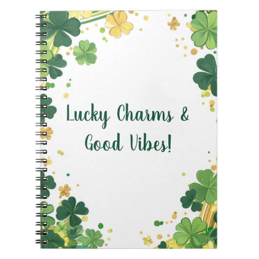 Aangepaste Ierse Shamrock & Clover Border Notitieboek (Voorkant)