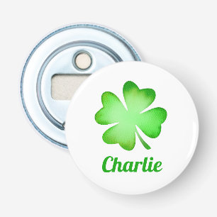 aangepaste Ierse st patricksdag klaver groen Button Flesopener
