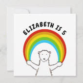 Aangepaste ijsbeer en regenboog verjaardagsuitnodi (Voorkant)