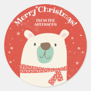 Aangepaste IJsbeer Kerstmis Ronde Sticker