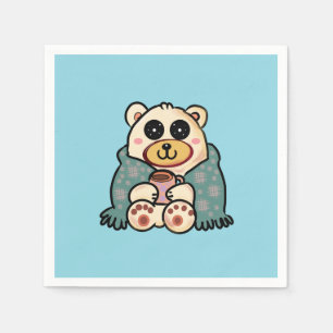 Aangepaste ijsbeer met koffie   Schattige winterku Servet