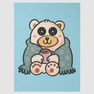 Aangepaste ijsbeer met koffie   Schattige winterku Tissuepapier