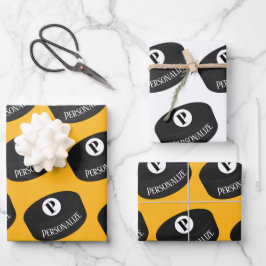 Aangepaste ijshockey Naam Monogram Puck Inpakpapier Vel