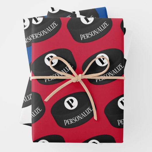 Aangepaste ijshockey Naam Monogram Puck Inpakpapier Vel (In situ)