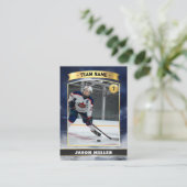 Aangepaste ijshockey trading Kaart Blue Gold Stadi Contactkaartje (Staand voorkant)
