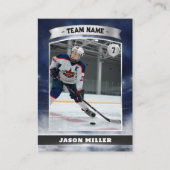 Aangepaste ijshockey trading Kaart Blue Silver Sta Contactkaartje (Voorkant)