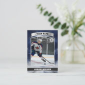 Aangepaste ijshockey trading Kaart Blue Silver Sta Contactkaartje (Staand voorkant)