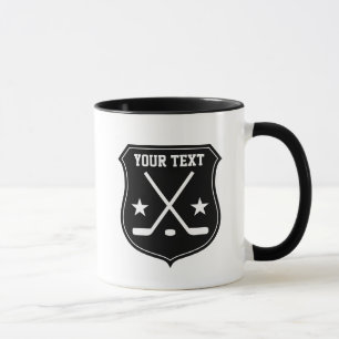 Aangepaste ijshockeysticks en logo-puck koffie mok