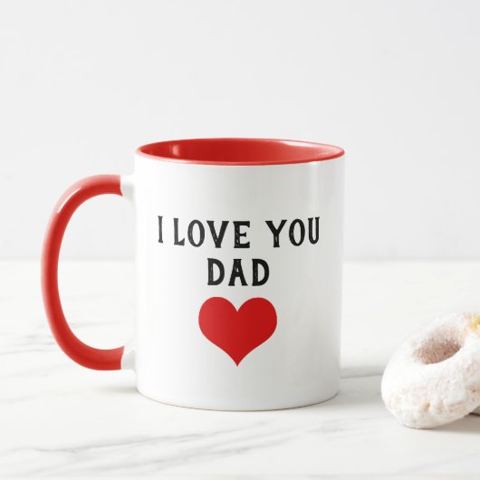Aangepaste 'Ik hou van jou papa' tekst Cute Rode H Mok (Met donut)