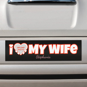 Aangepaste 'Ik hou van mijn vrouw' - Voeg naam en  Bumpersticker