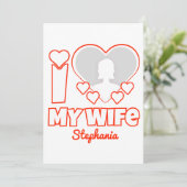 Aangepaste 'Ik hou van mijn vrouw' - Voeg naam en  Kaart (Staand voorkant)