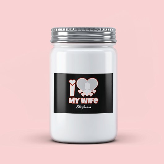 Aangepaste 'Ik hou van mijn vrouw' - Voeg naam en Voedselcontainer Etiket