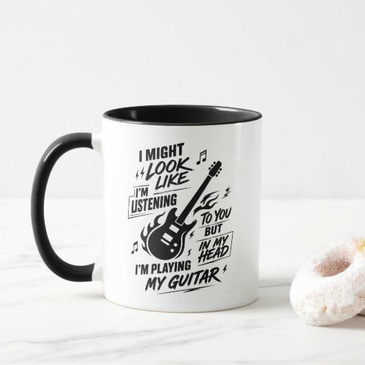 Aangepaste Ik Lijk Te Luisteren Gitaar Mok (Met donut)