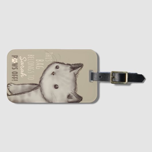 Aangepaste illustratie Cute Cat Paws Off Bagagelabel (Voorkant (horizontaal))