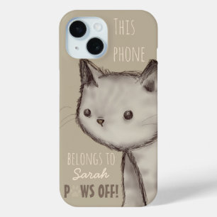 Aangepaste illustratie Cute Cat Paws Off iPhone 15 Case