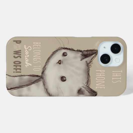 Aangepaste illustratie Cute Cat Paws Off Case-Mate iPhone Case (Achterkant (horizontaal))