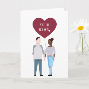 Aangepaste Illustratie Cute Koppel Valentijnsdagka Kaart