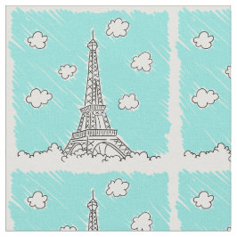 Aangepaste illustratie Eiffel Tower-fabric Stof