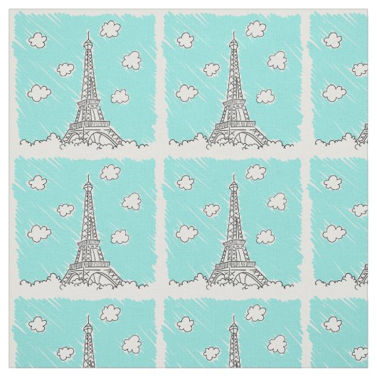 Aangepaste illustratie Eiffel Tower-fabric Stof (Swatch)