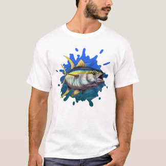 Aangepaste illustratie gele tonijn t-shirt