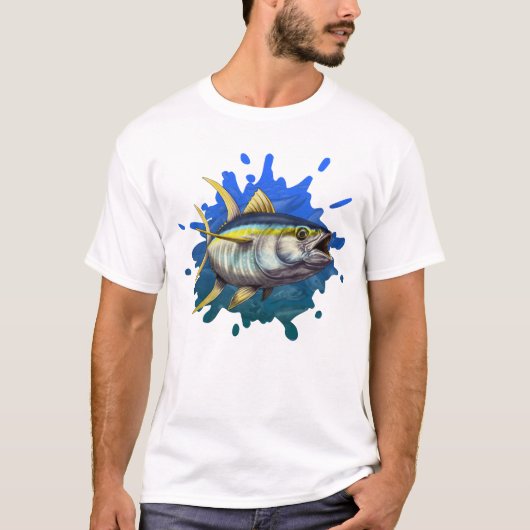 Aangepaste illustratie gele tonijn t-shirt (Voorkant)