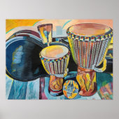 Aangepaste illustratie met djembes poster (Voorkant)