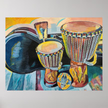 Aangepaste illustratie met djembes