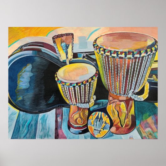 Aangepaste illustratie met djembes poster (Voorkant)