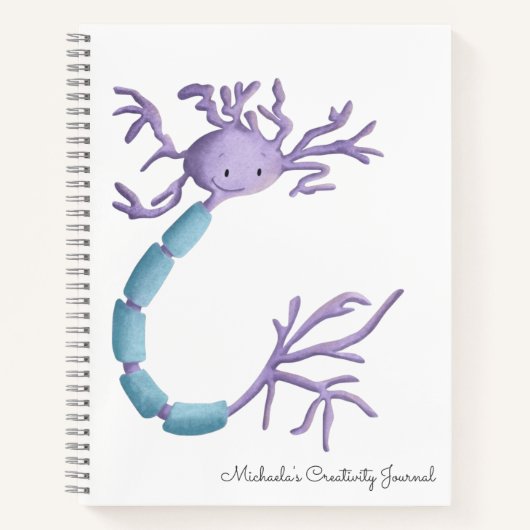 Aangepaste Illustratie van een Cute Cartoon-neuron Notitieboek (Voorkant)