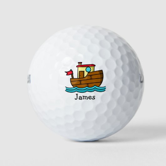 Aangepaste Illustratie van Mooie Cartoonschip Golfballen (Voorkant)